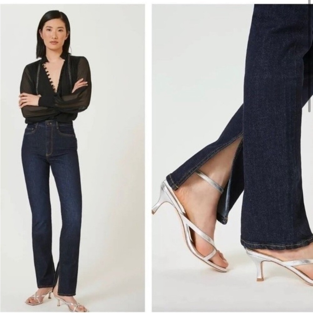 NWT Anthropologie Pilcro The Split Straight Jean Dark Wash Long 34” Inseam